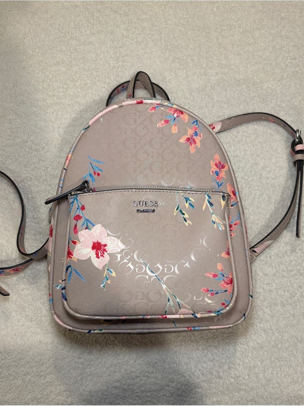 GUESS Pink Taupe Floral Mini Backpack